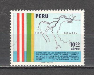 Peru.1976 Posta aeriana-Intalnirea presedintilor din Peru si Brazilia CP.17 foto