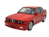 Macheta BMW E30 M3 rosu ursulet 1:24 cu sunet, lumini, pornire pe volan, resort