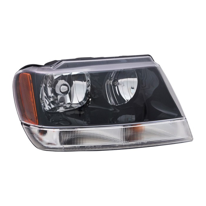 Far JEEP GRAND CHEROKEE (WJ/WG), 2002-12.2004, partea dreapta, TYC, Tip=USA; HB3A+HB4A; manual; lucas alb, reflector negru; Omologare: SAE; halogen
