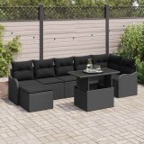 Cumpara ieftin Set de canapele pentru grădină cu pernă 8 pcs Negru Rattan poli