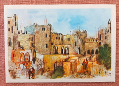 Ierusalim, Cetatea. Dupa Ronnie Goldberg - Carte Postala necirculata foto