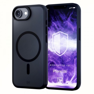 Husa MagSafe pentru Apple iPhone 16e, 3MK, Smoke MagCase, Neagra foto