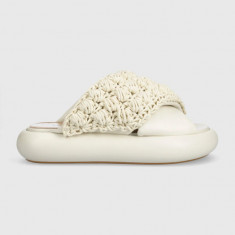 JW Anderson papuci Crochet Twister femei, culoarea bej, cu platforma, ANW42027A