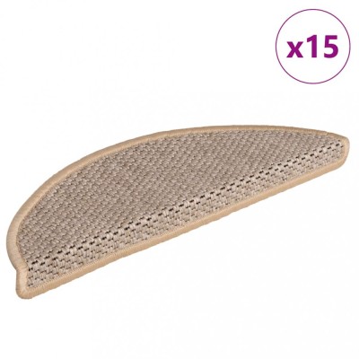vidaXL Covorașe scări autoadezive 15 buc. bej deschis 56x17x3cm sisal foto