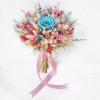 Buchet mic cu trandafir criogenat central si mix de flori naturale uscate, roz-albastru, Eventissimi&reg;