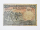 Cumpara ieftin Rară! Belgian Congo 10 Francs 1949 uzată,bancnota din imagini la cel mai mic preț