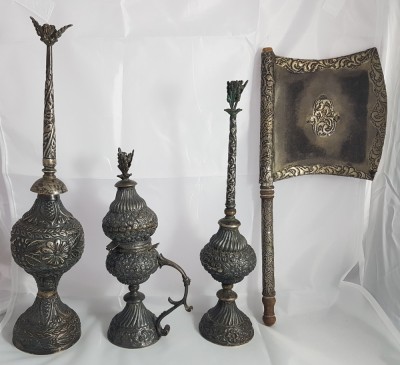 Piese rare! Set vechi din argint Tunisia pentru ceremonie/ apa de trandafiri- sf.sec.XIX foto