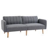 HOMCOM Canapea Extensibilă cu 2 Locuri, Pat 1 Persoană cu Spătar Rabatabil &icirc;n 3 Poziții și Picioare din Lemn, 173x75x73 cm, Gri | Aosom Romania