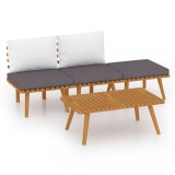 Set mobilier de gradina cu perne, 4 piese, lemn masiv de acacia