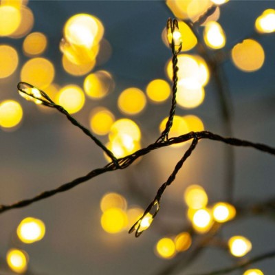 Instalație Lumini Crăciun Palmier, 200 Becuri LED, Culoare Alb Extra-Cald, 1.90m, Cablu Argintiu, Interior/Exterior foto