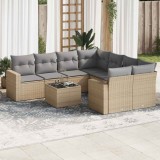 Gossi set canapele de gradina, 9 piese, cu perne, bej, poliratan
