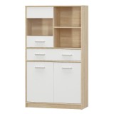 Cumpara ieftin Vitrina mdf alb natur stejar sonoma Teyo 83.4x34.3x144.7 cm