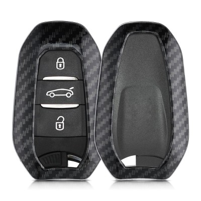 Husa Cheie Auto pentru Peugeot / Citroen - 3 Butoane - Keyless Go, kwmobile, Plastic, Negru / Gri, 56474.01 foto