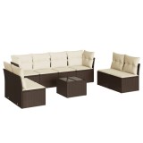 Cumpara ieftin Set canapele de gradina cu perne, 9 piese, maro, poliratan