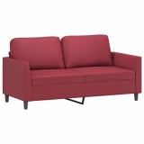 Cumpara ieftin Canapea cu 2 locuri, rosu vin, 140 cm, piele ecologica