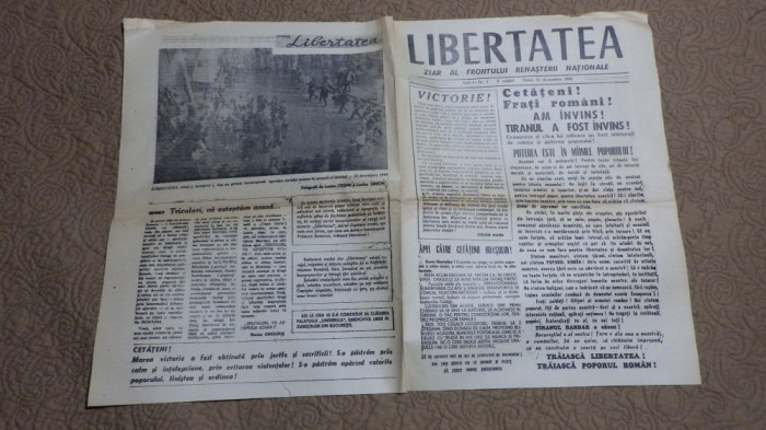 LIBERTATEA ziar al Frontului Renasterii Nationale Anul 1-Nr 1; 22 decembrie 1989