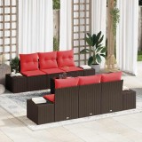 vidaXL Set de canapele pentru grădină cu pernă 7 pcs Maro poliratan 3346954
