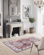Covor Premium Belgian Model Alaska P0149-189, Marime 120 x 160 cm, Rosu, Antialergic, Poliester Reciclat, Living, Dormitor, Sufragerie, Birou foto