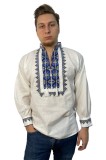 Bluza barbati RB187, alb/gri, marime L, Bumbac