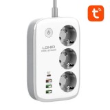 Prelungitor Smart WIFI LDNIO SEW3452, 3 prize, 3 X USB-A, 1X USB-C, 30W, 2m, incarcare rapida QC 3.0, Tuya