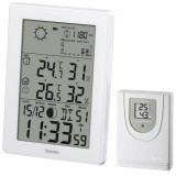 Statie meteo Hama EWS-3200, Higrometru, Termometru, Prognoza, Functie Alarma, Ceas radio DCF, Alb