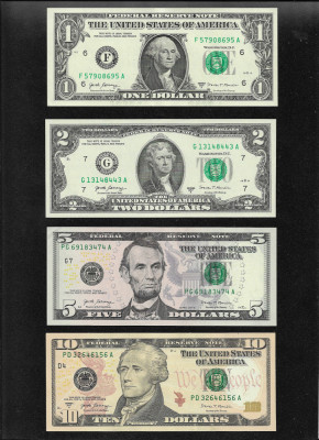 Set Statele Unite ale Americii USA SUA 1 + 2 + 5 + 10 dollars 2017 A aunc/unc foto