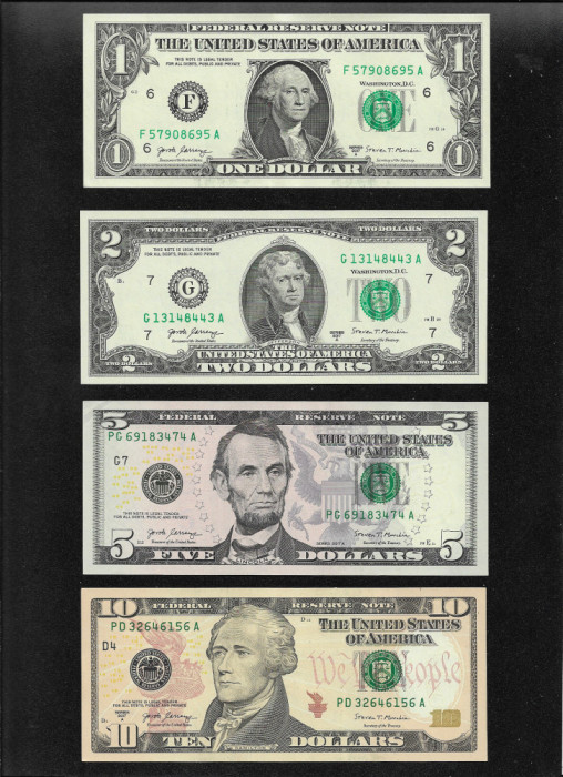 Set Statele Unite ale Americii USA SUA 1 + 2 + 5 + 10 dollars 2017 A aunc/unc