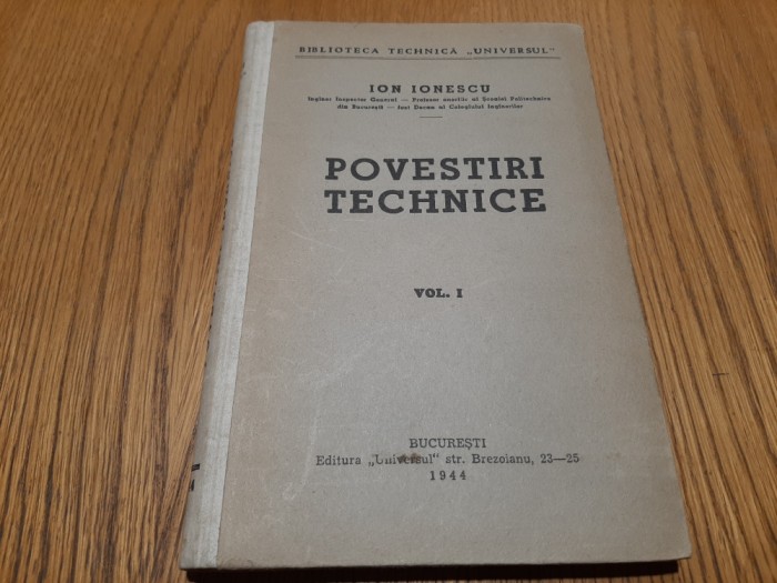 POVESTIRI STIINTIFICE - Ion Ionescu - Editura Universul, 1944, 231 p.