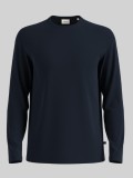 Cumpara ieftin Tricou cu maneca lunga barbati si decolteu la baza gatului, Regular fit, Bleumarin inchis, S