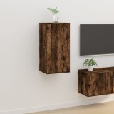 Cumpara ieftin Dulap TV montat pe perete, stejar fumuriu, 40x34,5x80 cm