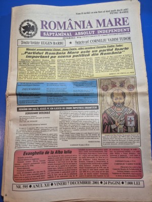 ziarul romania mare 7 decembrie 2001 - redactor sef corneliu vadim tudor foto