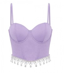 Corset cu strasuri pentru femei Naimo, sexy, cu bretele, violet, M - OUTLET