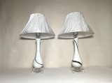 Veioze Art Deco, IDEAL LUX, Sticlă opalină Murano Swirl, vintage