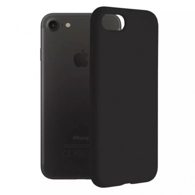Husa iPhone 7 8 SE Silicon Negru Slim Mat cu Microfibra SoftEdge foto
