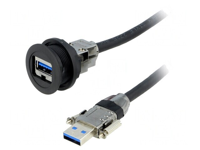 Soclu USB 22mm negru IP20 Lungime 3m