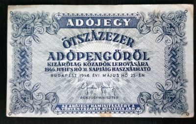 Bancnota Ungaria - 500000 Adopengo 1946 foto