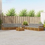 vidaXL Set de canapele de exterior 9 pcs Gri natural și deschis 3373206