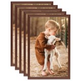 Cumpara ieftin Rame foto colaj pentru perete, 5 buc., maro, 50x70 cm, MDF