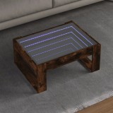 VidaXL Măsuță de cafea cu LED infinity, stejar fumuriu, 70x53x30 cm