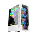Carcasa 1stPLAYER Gaming DK-D4, RGB, Mid-Tower, fara sursa, culoare alba