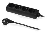 Prelungitor Alimentare PLASTROL 3x1mm&sup2; 1,5m 4 Prize 10A PVC Negru W-98182