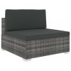 VidaXL Scaun modular de mijloc, 1 buc., gri, poliratan, cu perne
