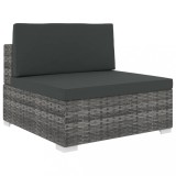 vidaXL Scaun modular de mijloc, 1 buc., gri, poliratan, cu perne