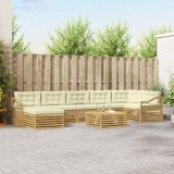 vidaXL Set de canapele de exterior 8 pcs Alb și crem Poliester 3390900