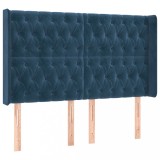 Cumpara ieftin Tablie pat cu urechi albastru inchis 147x16x118/128 cm catifea