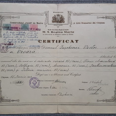 Certificat / diploma Chisinau 1939 Conservatorul de muzica si arta dramatica