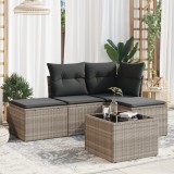 VidaXL Set canapele de grădină cu perne, 5 piese gri deschis poliratan