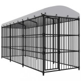 Padoc pentru c&acirc;ini de exterior, cu acoperiș, 450 x 150 x 210 cm
