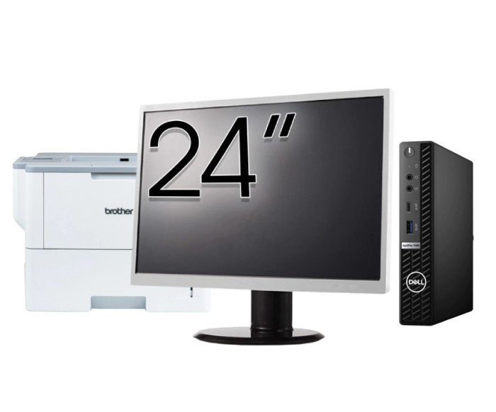 Pachet Calculator Second Hand DELL OptiPlex 7080 Mini PC, Intel Core i5-10500T 2.30 - 3.80GHz, 8GB DDR4, 256GB SSD + Monitor 24&amp;quot; + Imprimanta Bro