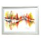 E164. Tablou inramat, Peisaj de toamna semi-abstract, acuarela, hartie, 42x32 cm